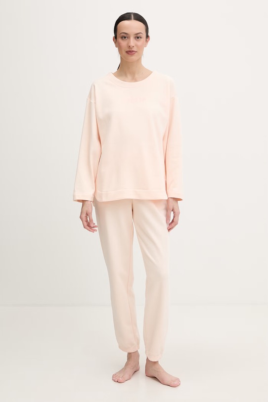 United Colors of Benetton longsleeve piżamowy damski z bawełną 3WNW3M08G pomarańczowy SS26