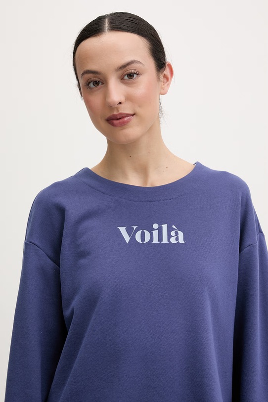 United Colors of Benetton longsleeve piżamowy damski z bawełną granatowy 3WNW3M08G