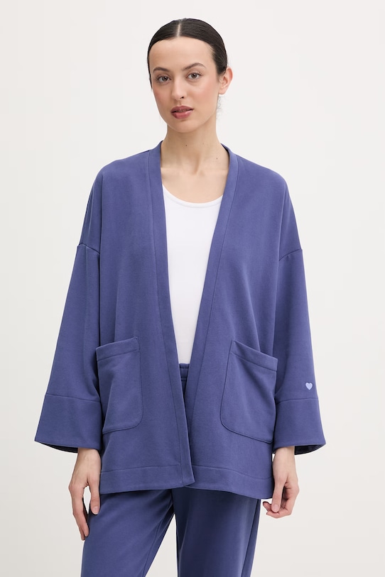 United Colors of Benetton szlafrok damski z bawełną granatowy 3WNW3M08H