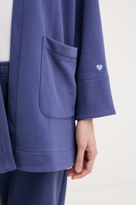 United Colors of Benetton szlafrok damski z bawełną 3WNW3M08H granatowy