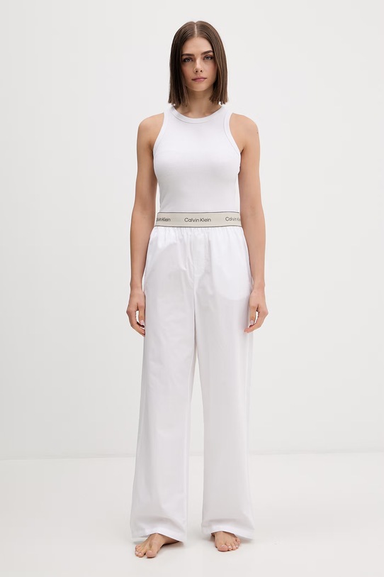 Calvin Klein Underwear pyžamové nohavice dámske bavlnené LV00QS7520 biela SS26