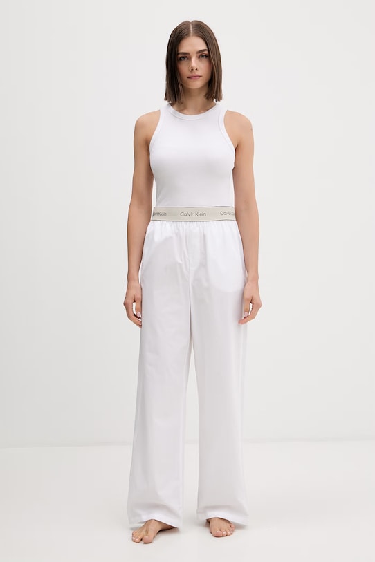 Calvin Klein Underwear pyžamové nohavice dámske bavlnené LV00QS7520 biela SS26