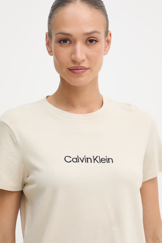 Calvin Klein Underwear dvodelna pižama ženska z bombažem bež LV00QS7653