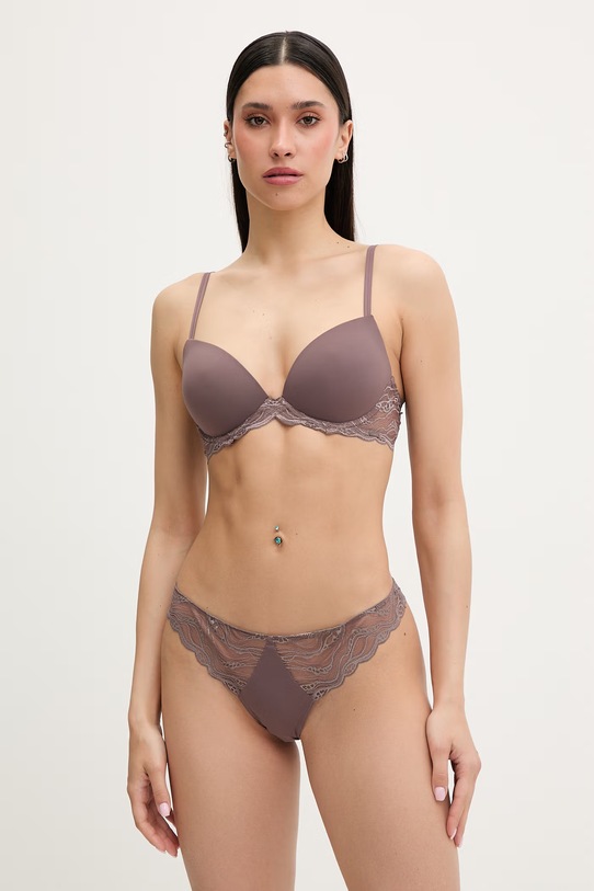 Calvin Klein Underwear tangá dámske LV00QF8093 hnedá SS26