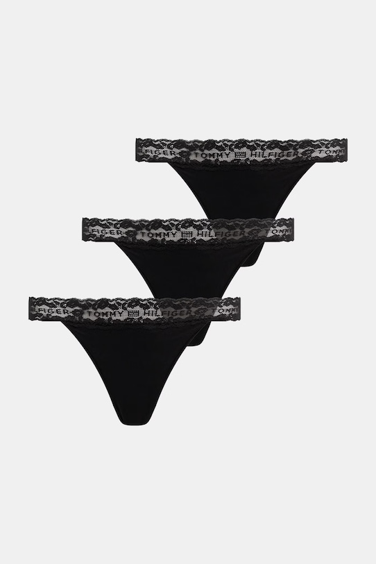 Tommy Hilfiger tange ženske od pamuka s elastanom crna UW0UW06337