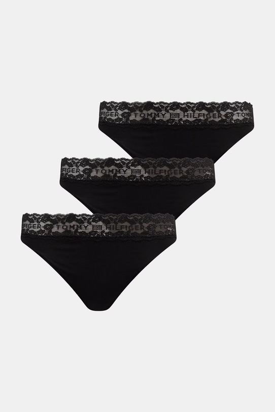 Tommy Hilfiger gaćice za žene od pamuka s elastanom 3-pack crna UW0UW06338