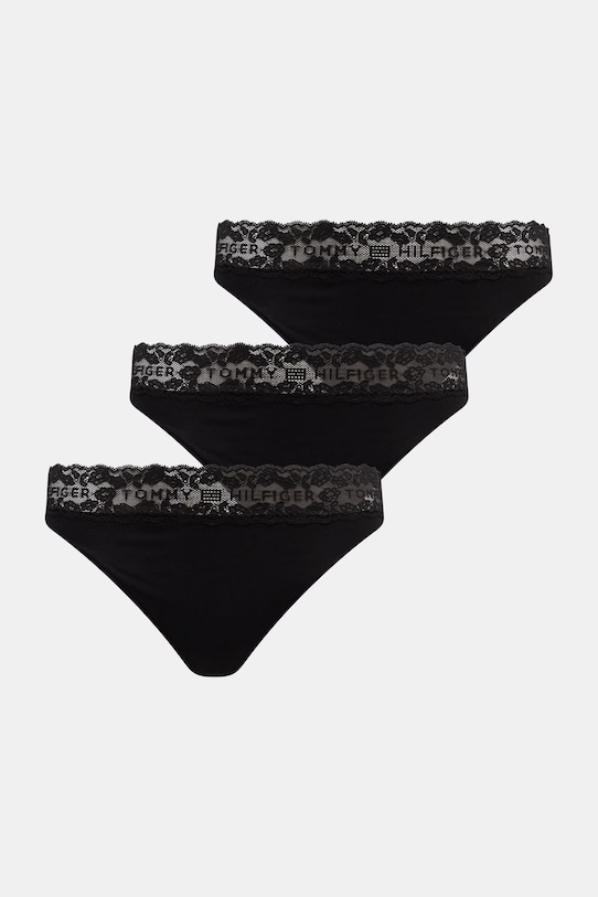 Tommy Hilfiger gaćice za žene od pamuka s elastanom 3-pack crna UW0UW06338