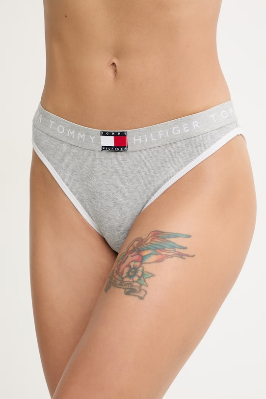 Tommy Hilfiger nohavičky dámske s bavlnou sivá UW0UW06274