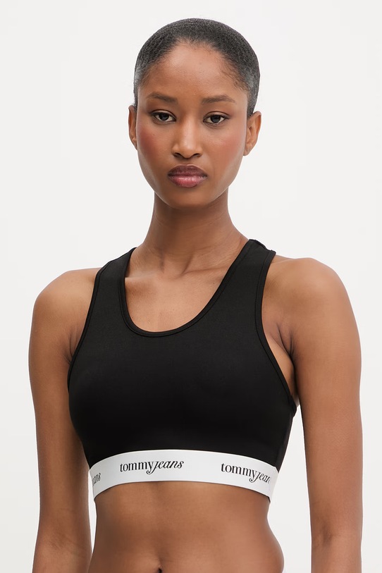 Tommy Jeans biustonosz z wiskozą czarny DW0DW22762