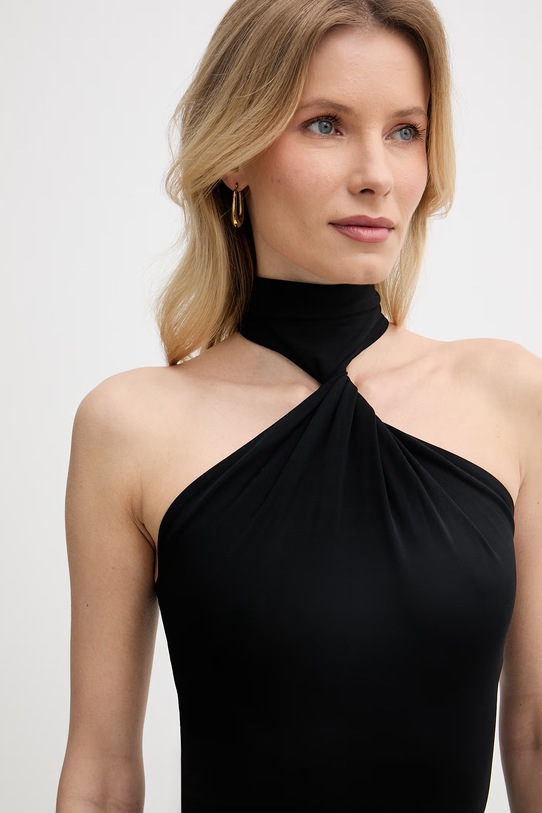 Elisabetta Franchi Κορμάκι γυναικείο με βισκόζη BO03963E2 μαύρο