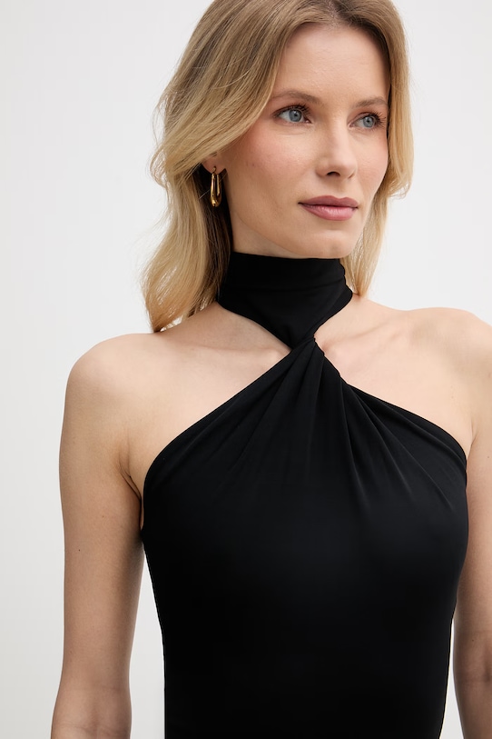 Elisabetta Franchi Κορμάκι γυναικείο με βισκόζη BO03963E2 μαύρο