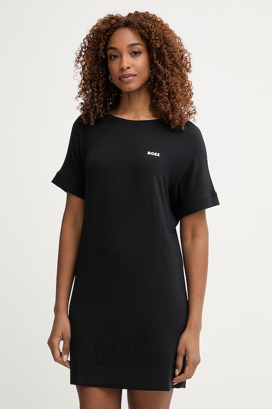 BOSS nočná košieľka dámska s viskózou Element_Nightie čierna 50561000
