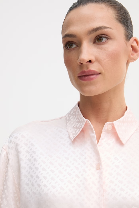 BOSS pyžamová košile dámská z viskózy B Monogram_Top růžová 50561023