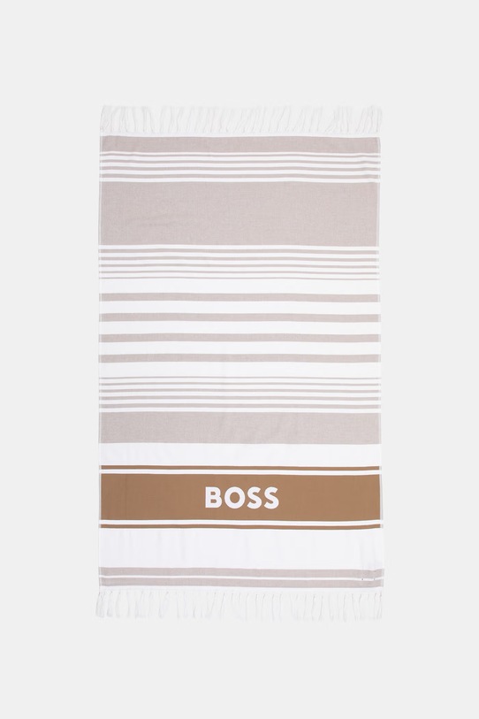 BOSS пляжний рушник бавовняний Beach_Towel бежевий 50561256