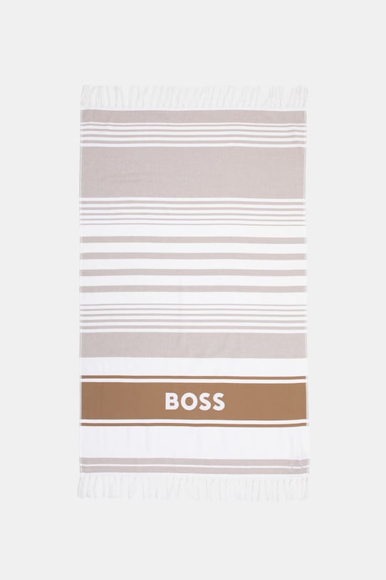 BOSS пляжний рушник бавовняний Beach_Towel бежевий 50561256