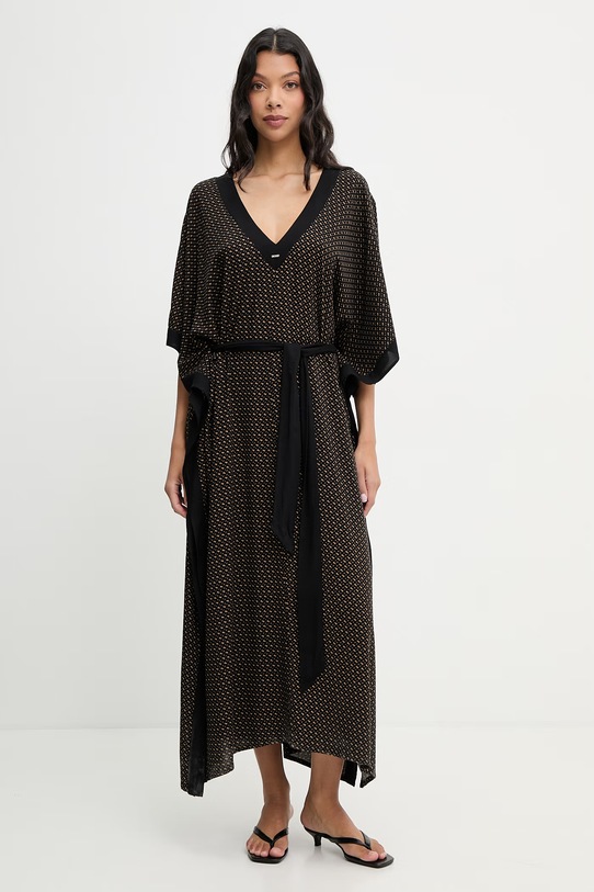 BOSS sukienka plażowa damska Monogram_Kaftan czarny 50561263