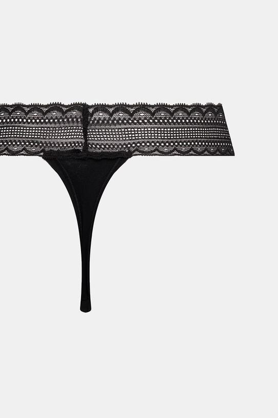 Îmbrăcăminte HUGO chiloți tanga pentru femei, din bumbac cu elastan TRIPLET LACE STRING pachet de 3 50557221 negru