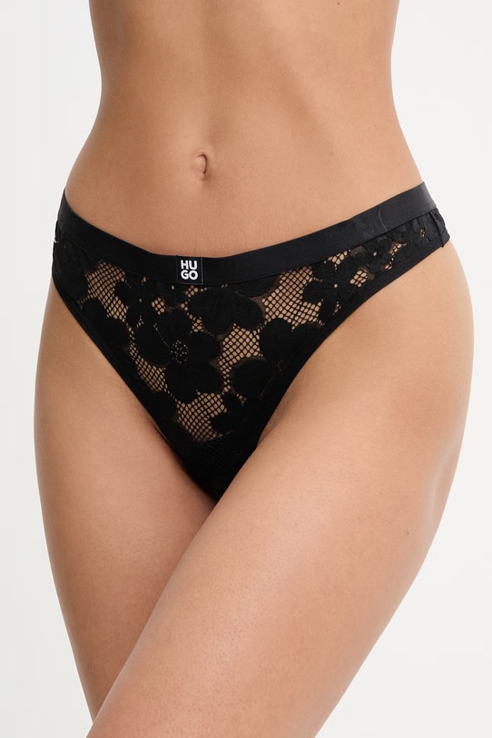 HUGO стрінги жіночі мереживні BLOOM LACE THONG чорний 50561611