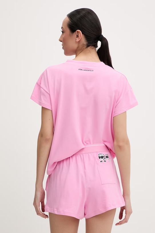 Karl Lagerfeld piżama damska bawełniana z elastanem IKON B2W45005 różowy SS26