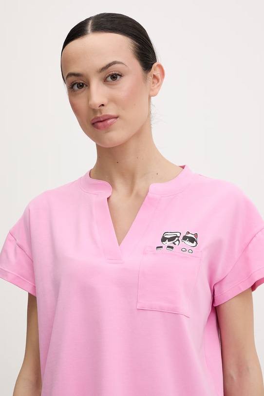 Odzież Karl Lagerfeld piżama damska bawełniana z elastanem IKON B2W45005 różowy