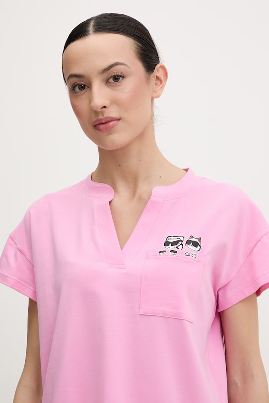 Odzież Karl Lagerfeld piżama damska bawełniana z elastanem IKON B2W45005 różowy