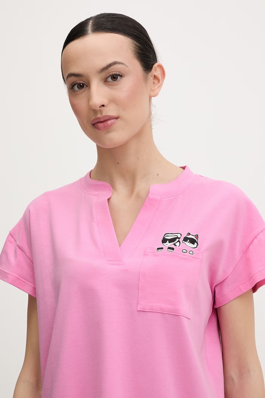 Odjeća Karl Lagerfeld pidžama za žene od pamuka s elastanom IKON B2W45005 roza