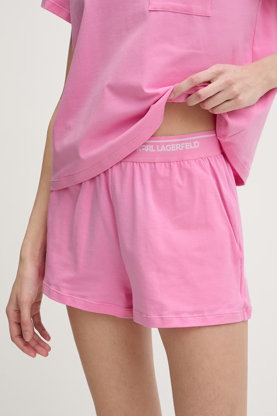 Karl Lagerfeld pidžama za žene od pamuka s elastanom IKON B2W45005 roza
