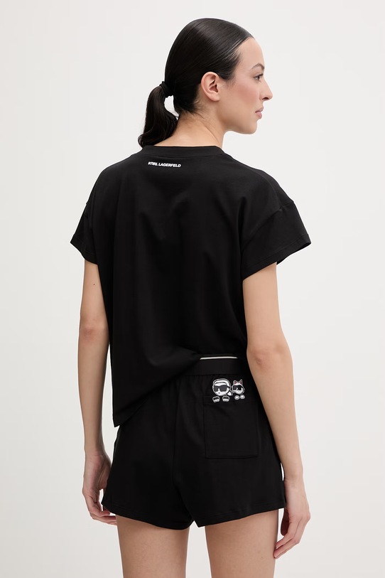 Karl Lagerfeld piżama damska bawełniana z elastanem IKON B2W45005 czarny SS26
