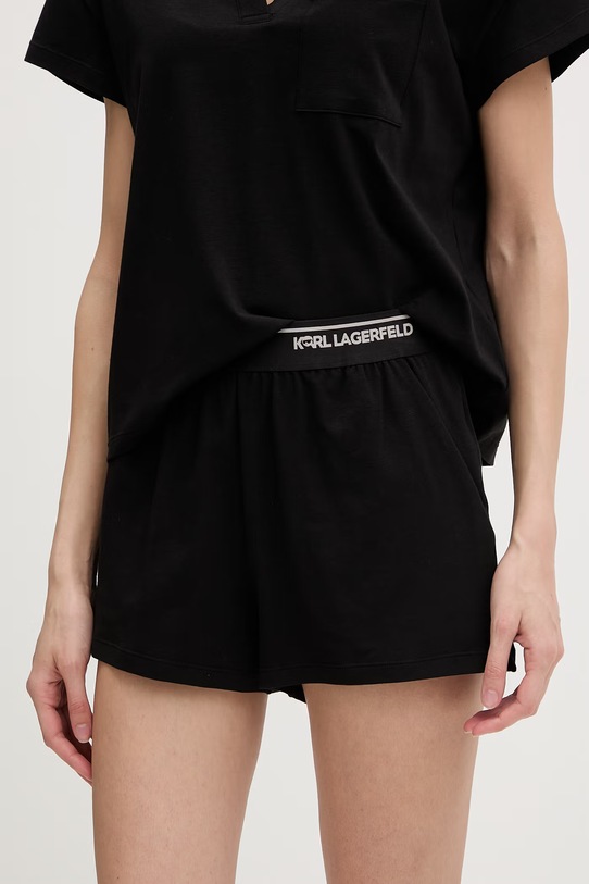 Karl Lagerfeld piżama damska bawełniana z elastanem IKON czarny B2W45005