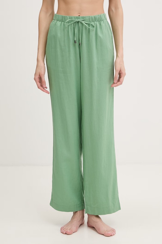 women'secret spodnie plażowe z dodatkiem lnu zielony 5543669