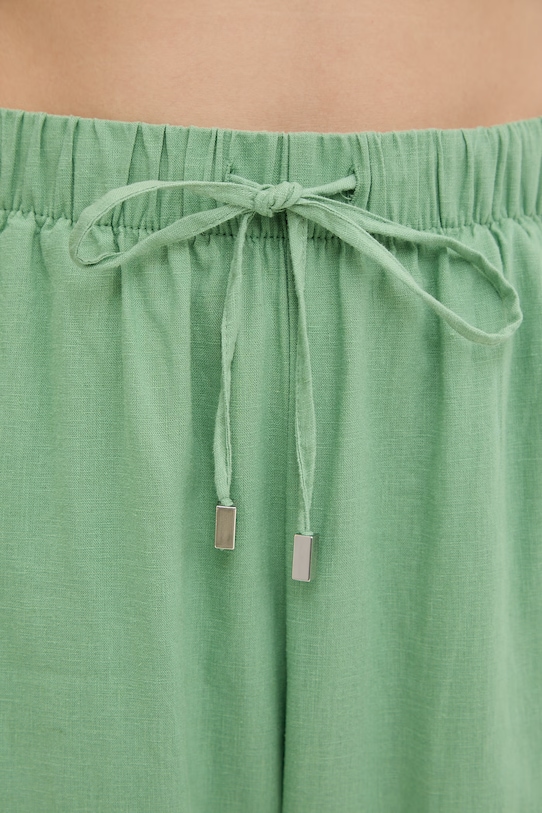 women'secret spodnie plażowe z dodatkiem lnu zielony 5543669