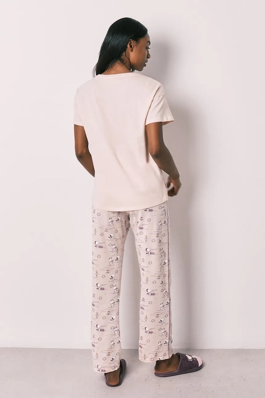 women'secret piżama dwuczęściowa damska bawełniana 3133502 beżowy SS26