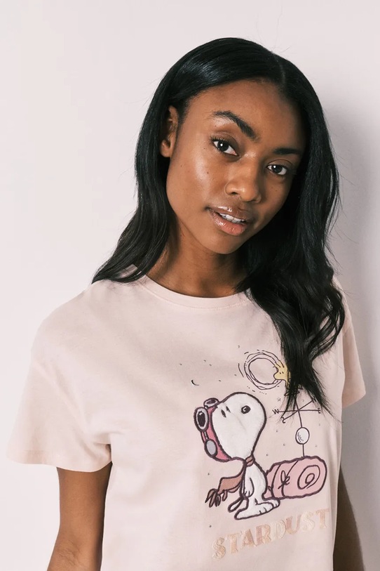 women'secret piżama dwuczęściowa damska bawełniana beżowy 3133502