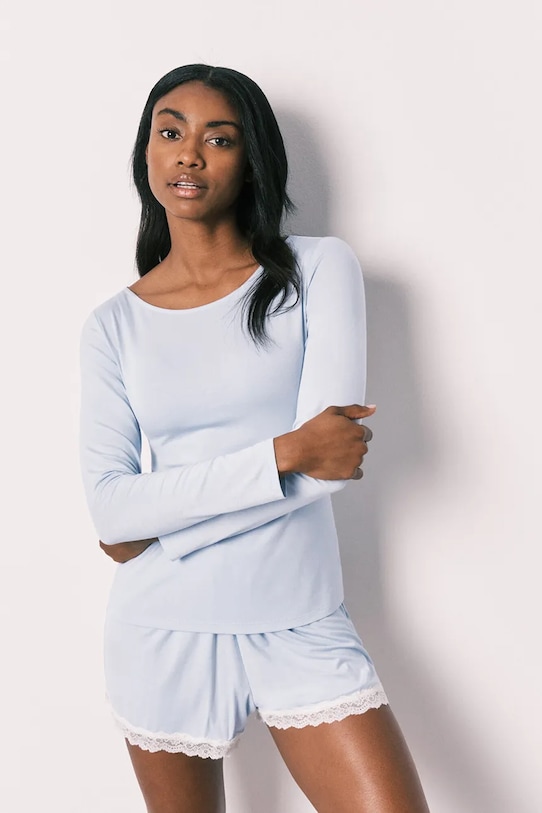 women'secret piżama dwuczęściowa damska z wiskozy niebieski 4753113