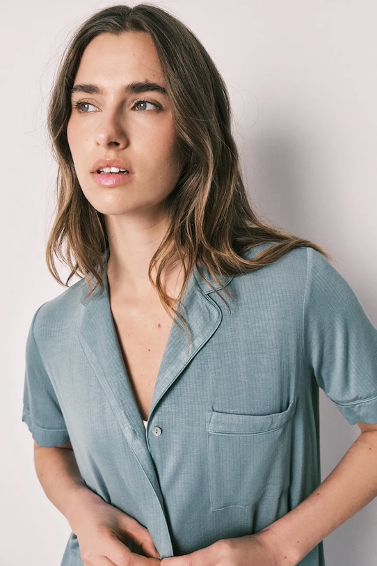 women'secret piżama dwuczęściowa damska z wiskozy niebieski 4753118