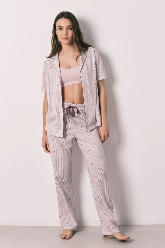 women'secret komplet loungwear damski bawełniany beżowy 3133496