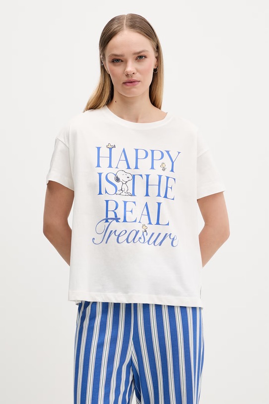 women'secret piżama dwuczęściowa damska bawełniana 3133518 beżowy SS26