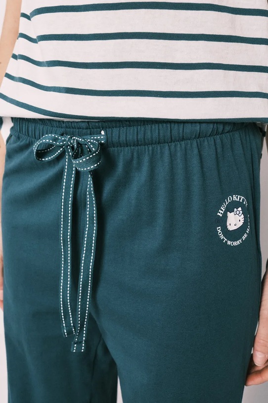 women'secret piżama dwuczęściowa damska bawełniana 3133519 turkusowy