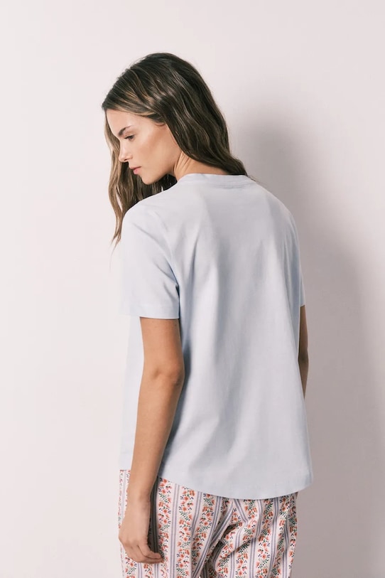 women'secret T-shirt piżamowy damski bawełniany 3273294 niebieski SS26