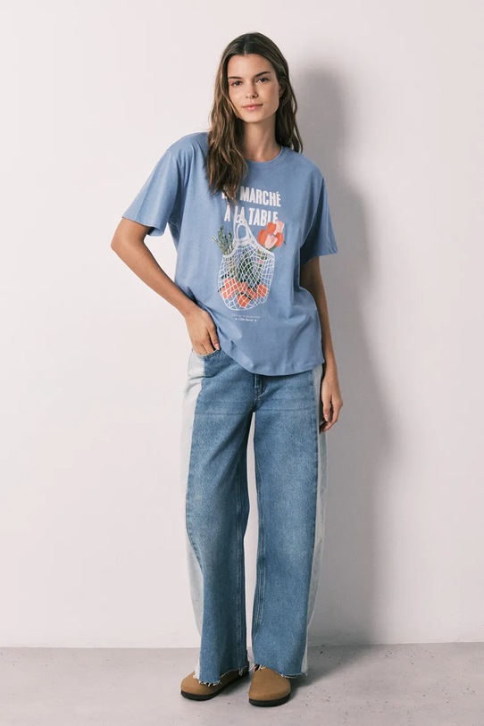 Odzież women'secret T-shirt piżamowy damski bawełniany 3273295 niebieski