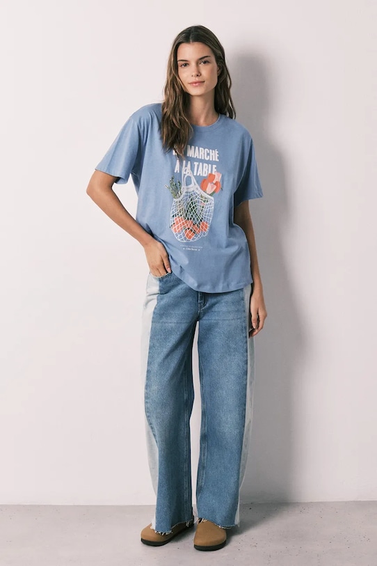 Odzież women'secret T-shirt piżamowy damski bawełniany 3273295 niebieski