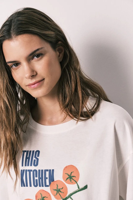 women'secret T-shirt piżamowy damski bawełniany beżowy 3273297