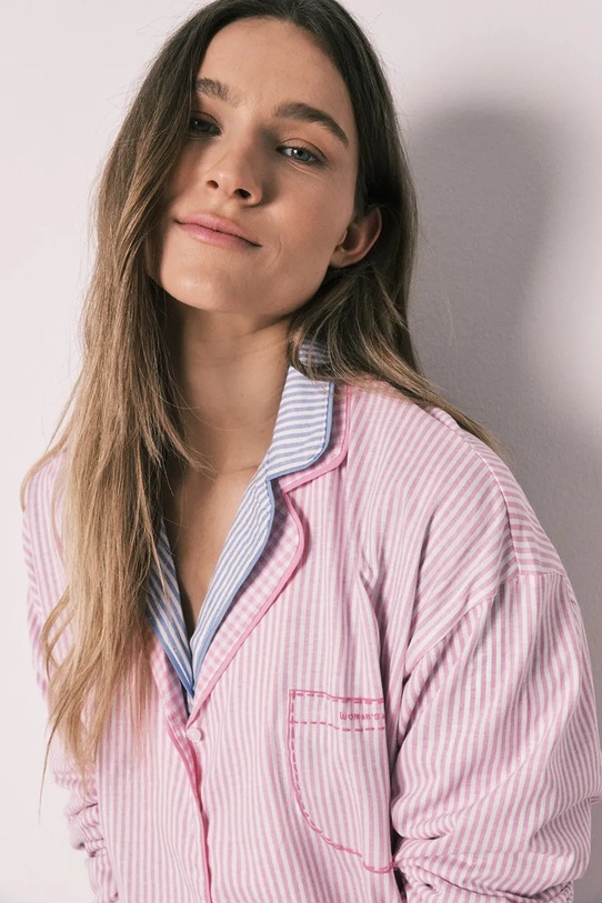 women'secret piżama dwuczęściowa damska bawełniana różowy 3593022