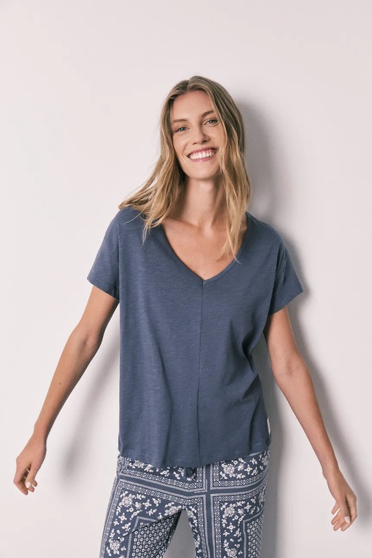 Ruházat women'secret kétrészes pizsama női pamut 3593025 kék