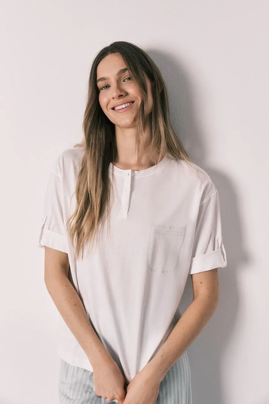 Odzież women'secret piżama dwuczęściowa damska bawełniana 3593029 biały