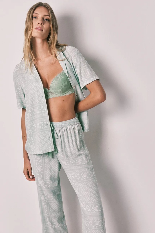 Ruházat women'secret női kétrészes viszkóz pizsama 3593043 zöld