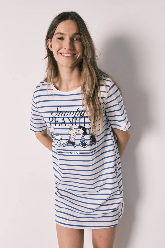 Odzież women'secret koszula nocna damska bawełniana 4443620 niebieski