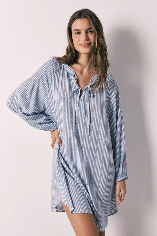 Odzież women'secret koszula nocna damska z wiskozy 4923664 niebieski