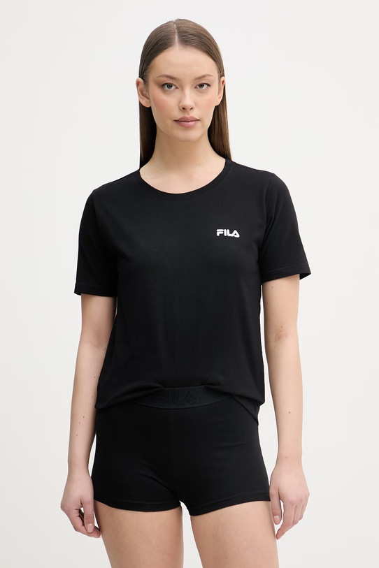 Fila piżama dwuczęściowa damska bawełniana z elastanem czarny FPS4231