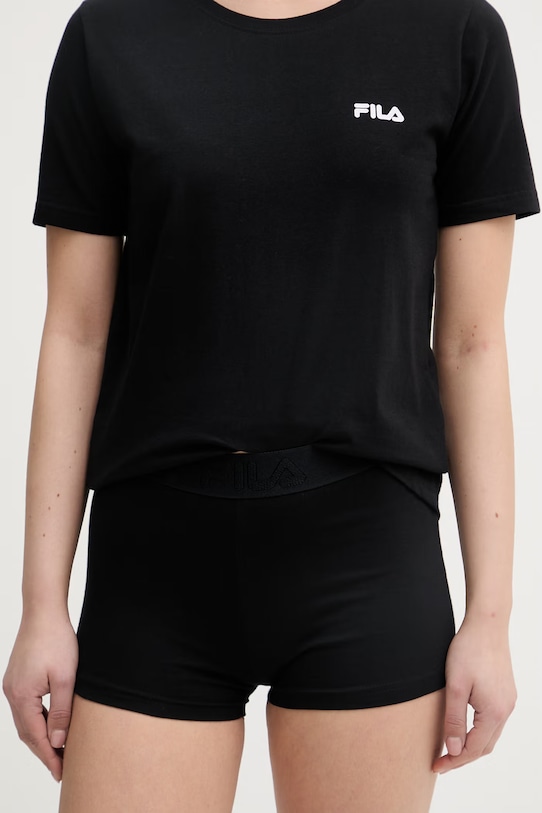 Fila piżama dwuczęściowa damska bawełniana z elastanem czarny FPS4231